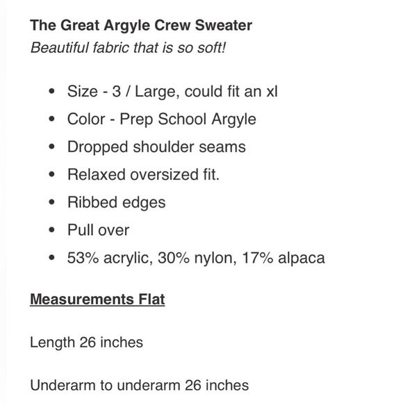 The Great Argyle Crewneck Sweater Tan Red Black - Picture 12 of 12